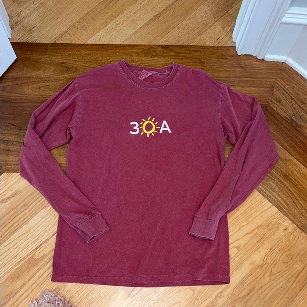 Comfort Color Red Long Sleeve with 30A Sun Graphic